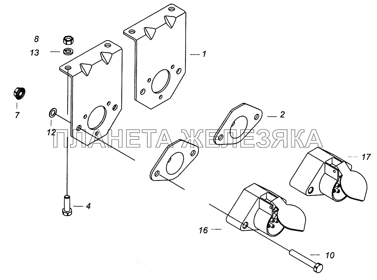 43114-3723003-70, 431147-3723003-70 Установка розеток прицепа КамАЗ-5308 (Евро 4)