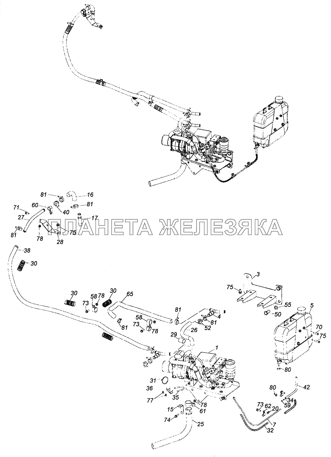 5308-8106004 Установка подогревателя 14TC с автономным топливным бачком КамАЗ-5308 (Евро 4)