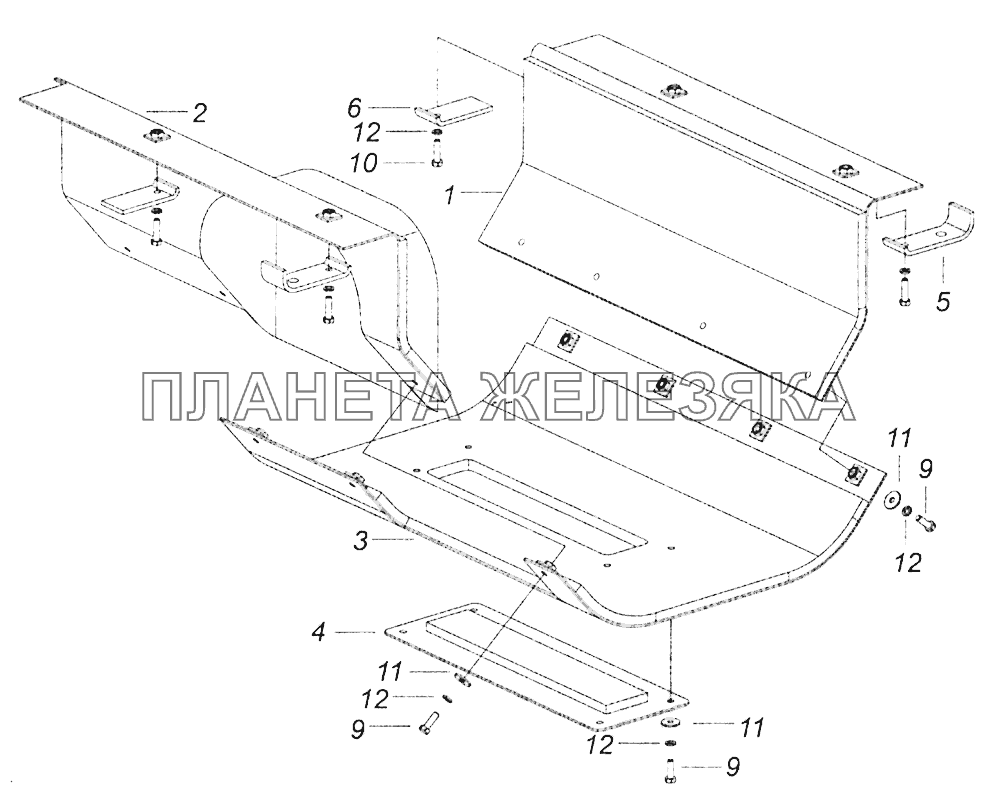 5308-1580004-10 Установка нижнего шумоизоляционного экрана КПП КамАЗ-5308 (Евро 4)