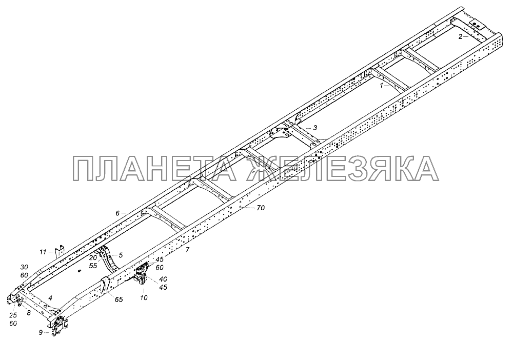 5308-2800010-15, 5308-2800010-16, 53082-2800010-15, 53082-2800010-16 Рама КамАЗ-5308 (Евро 4)