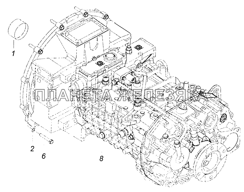 65115-1700005 Установка коробки передач на двигатель КамАЗ-5308 (Евро 3)