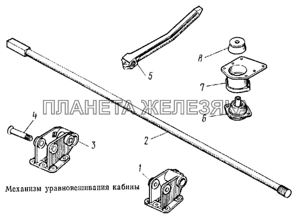 Механизм уравновешивания кабины КамАЗ-5315