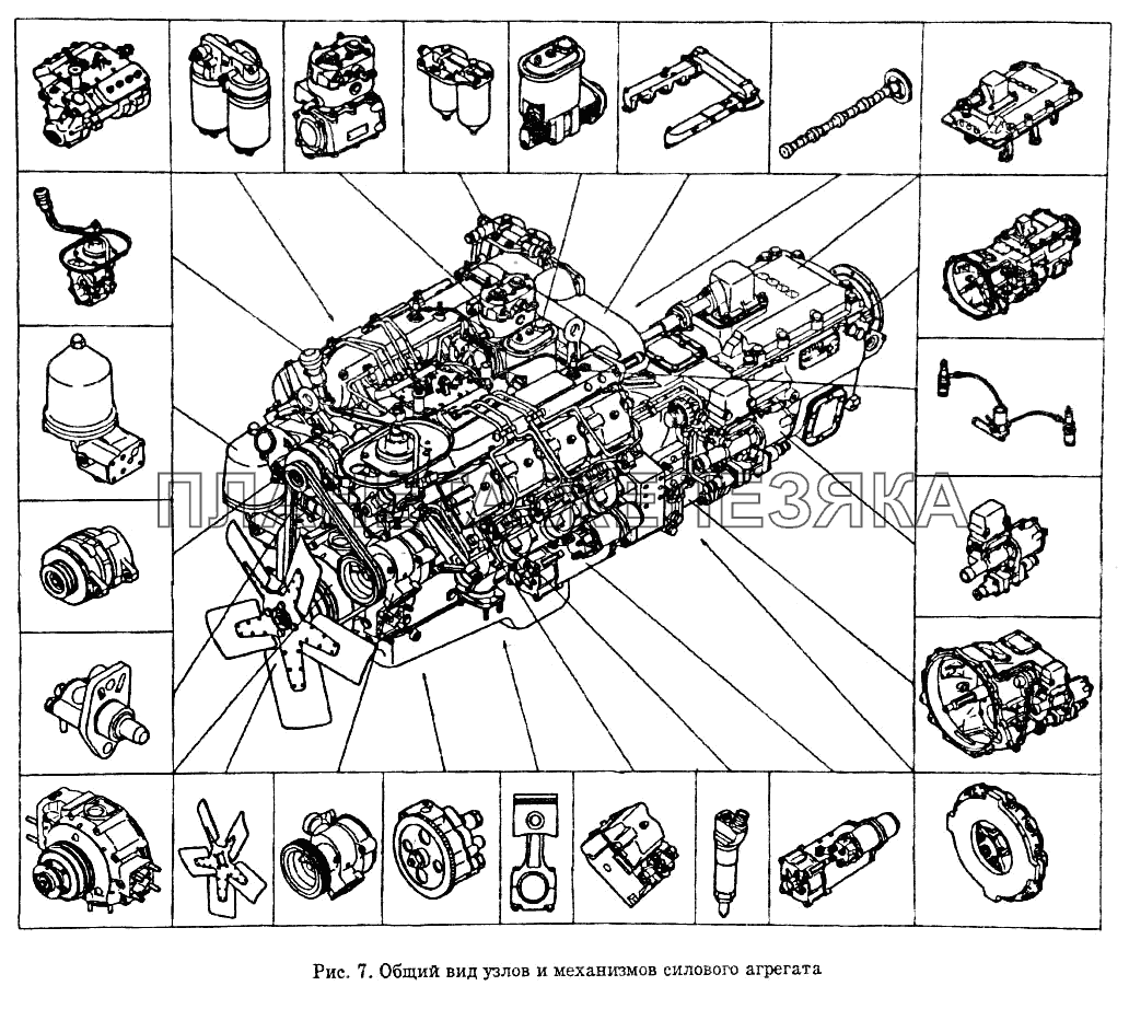 Общий вид узлов и механизмов силового агрегата Общий (см. мод-ции)