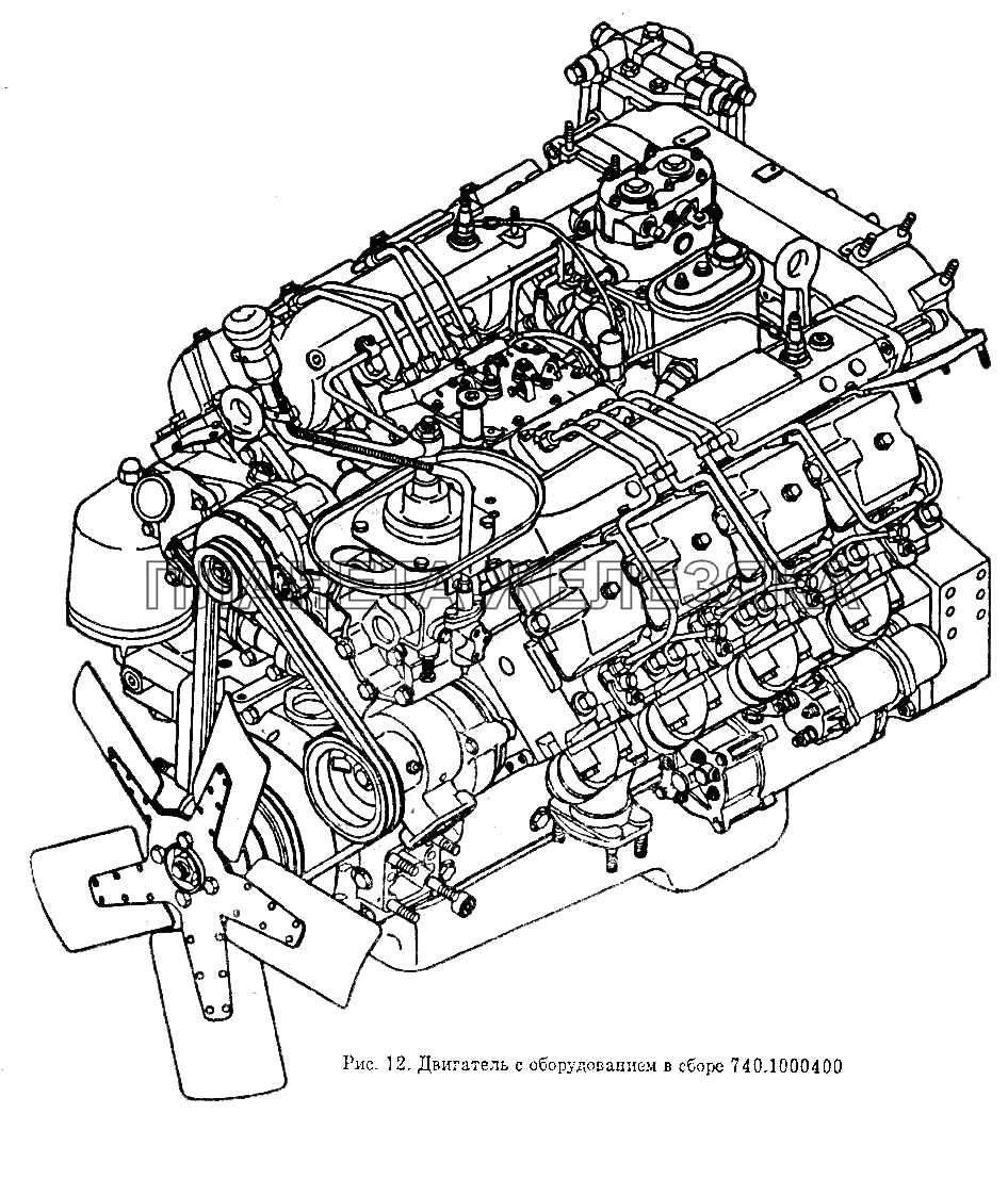 Двигатель с оборудованием в сборе, основная комплектация КамАЗ-55102