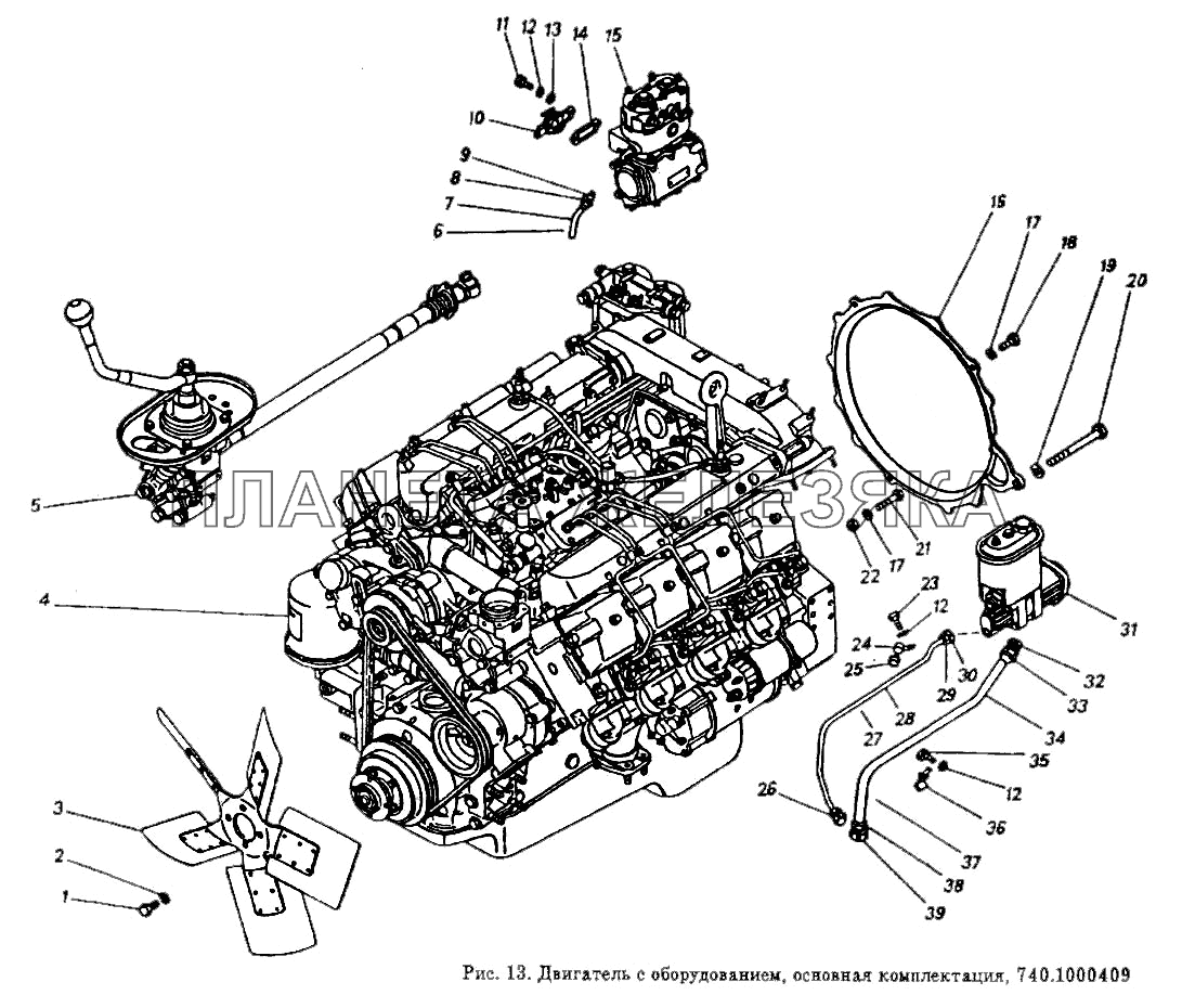 Двигатель с оборудованием, основная комплектация КамАЗ-5410