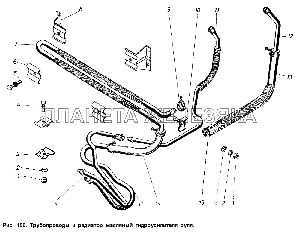 Трубопроводы и радиатор масляный гидроусилителя руля КамАЗ-54112