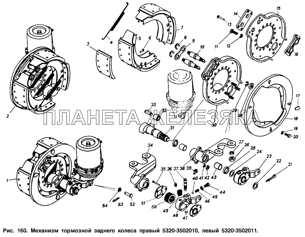 Механизм тормозной заднего колеса правый и левый КамАЗ-55102