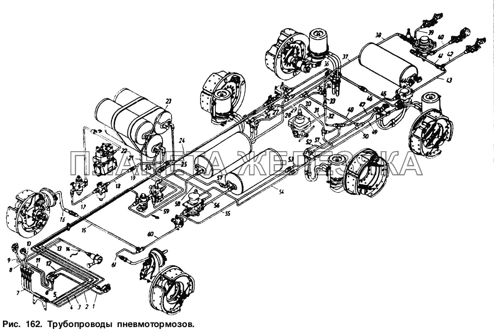 Трубопроводы пневмотормозов КамАЗ-53212