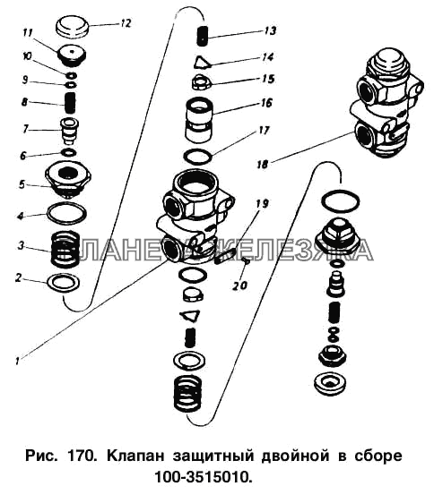 Клапан защитный двойной в сборе КамАЗ-5511