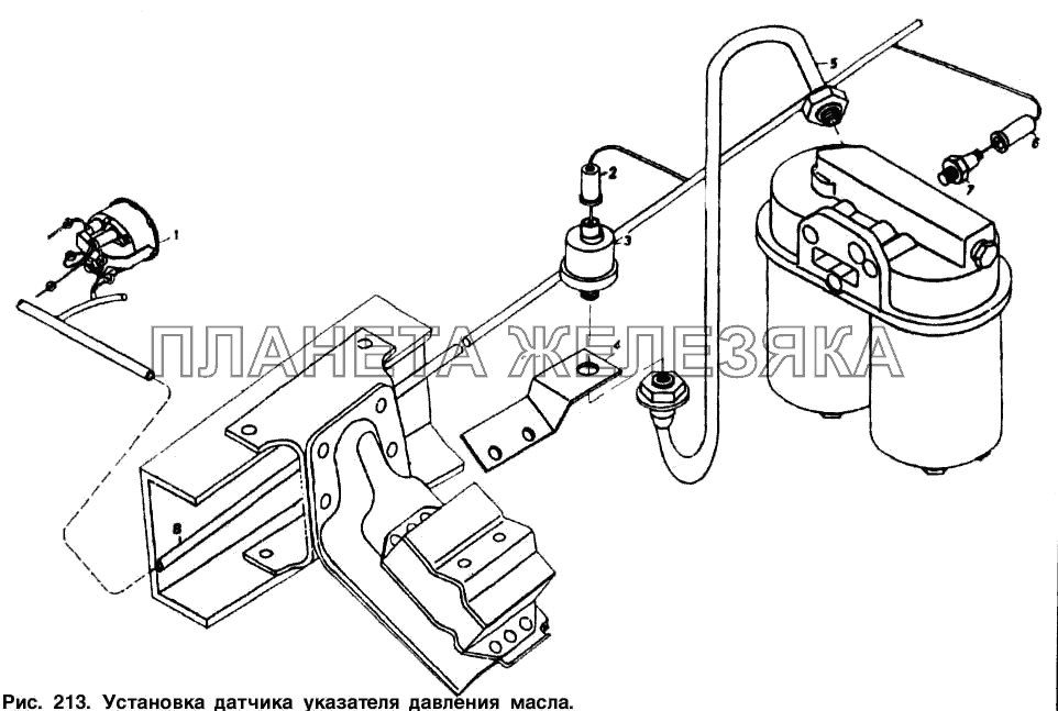 Установка датчика указателя давления масла КамАЗ-5410