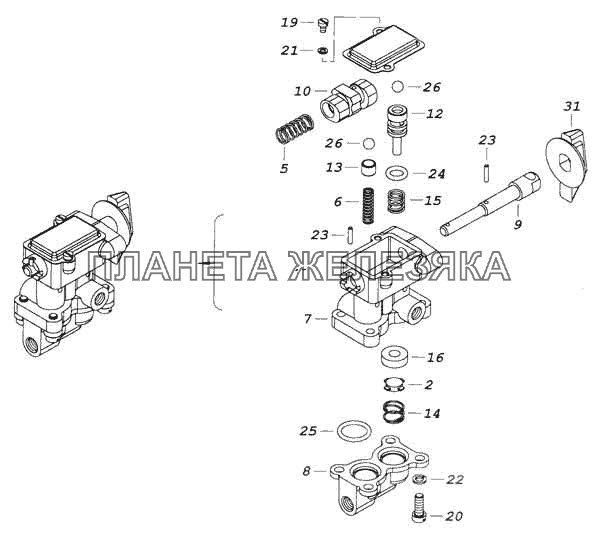 Кран управления раздаточной коробкой КамАЗ-53228, 65111