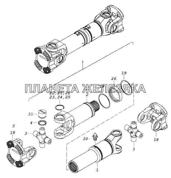 Вал карданный основной КамАЗ-53228, 65111