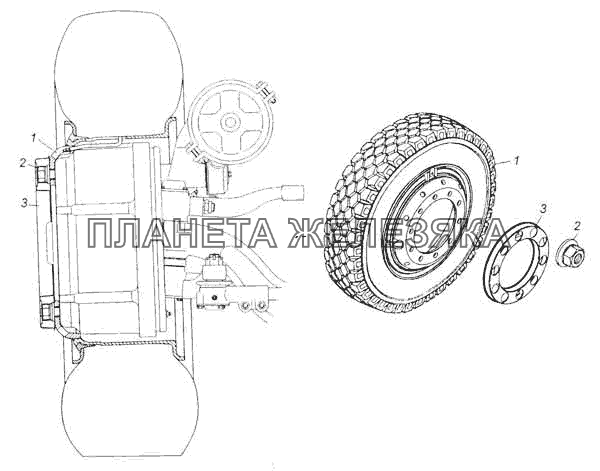 Установка передних колес КамАЗ-53228, 65111