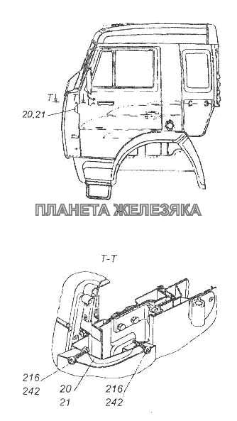 Панель передка боковая съемная левая и правая КамАЗ-53228, 65111