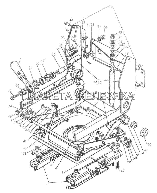 Механизм подрессоривания сиденья водителя КамАЗ-53228, 65111