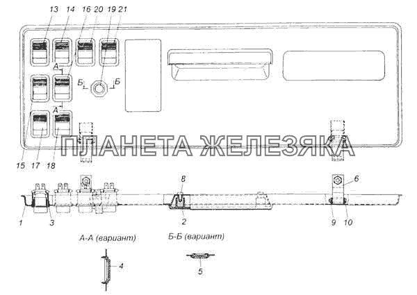 Панель выключателей КамАЗ-53228, 65111