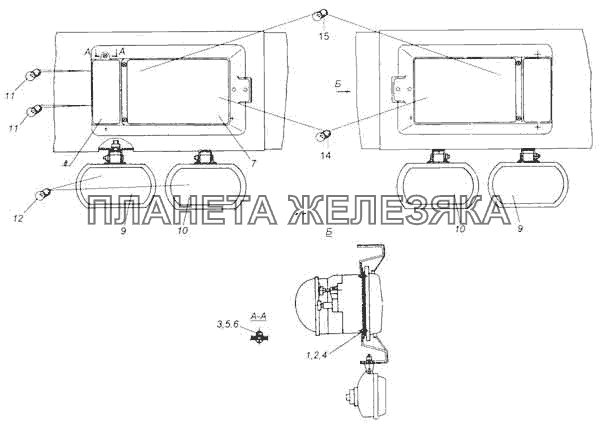 Установка фар и передних указателей поворота КамАЗ-53228, 65111