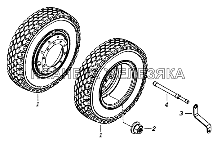 65115-3101003-50 Установка сдвоенных дисковых колес КамАЗ-53229 (Евро 2)
