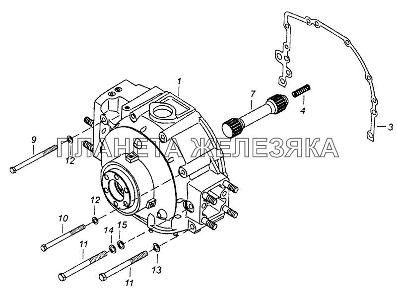 7406-1005200 Установка привода отбора мощности переднего КамАЗ-53229 (Евро 2)