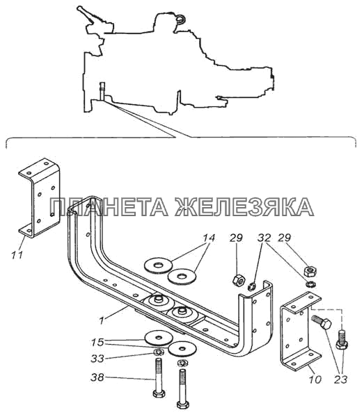 Установка силового агрегата (опора передняя) КамАЗ-5360