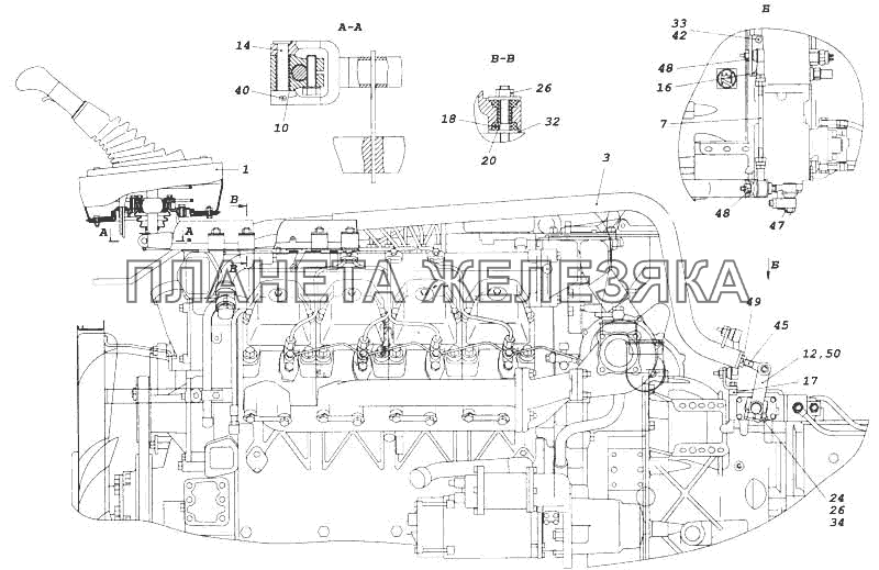 Привод управления механизмом переключения передач КамАЗ-5360