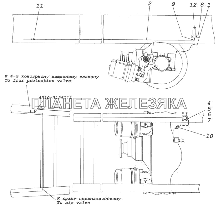 Привод блокировки межколесного дифференциала КамАЗ-5360