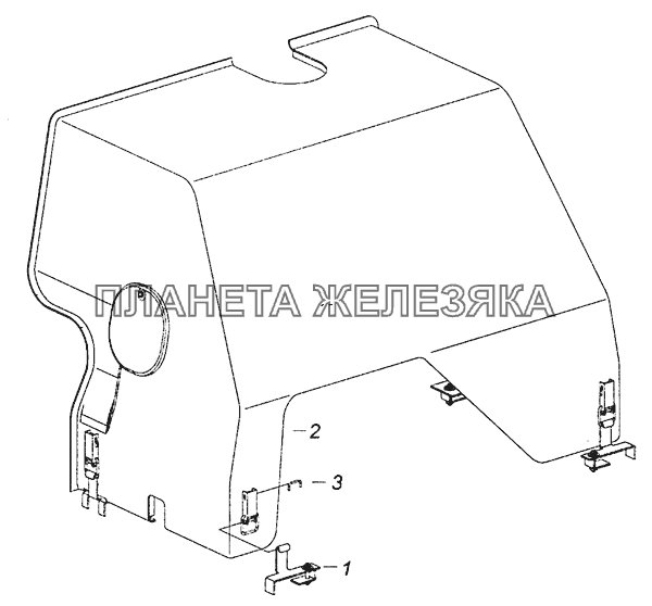 53605-5614200 Установка шумоизоляционного экрана над двигателем КамАЗ-53605 (Евро-4)