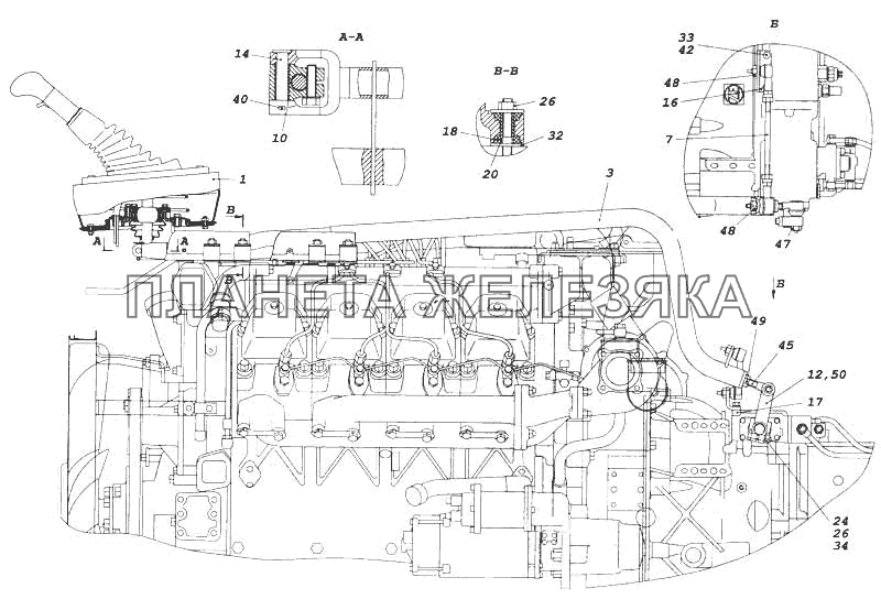 Привод управления механизмом переключения передач КамАЗ-5460