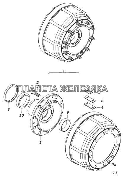 Ступица с тормозным барабаном КамАЗ-5460