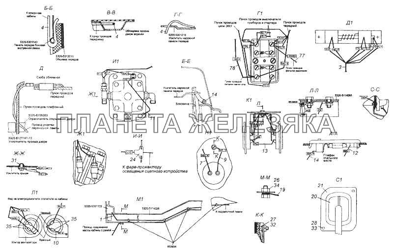 Установка проводов на кабине КамАЗ-5460