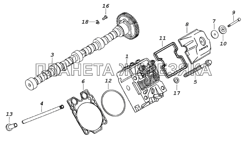 Установка газораспределительного механизма КамАЗ-5460 (каталог 2005 г.)