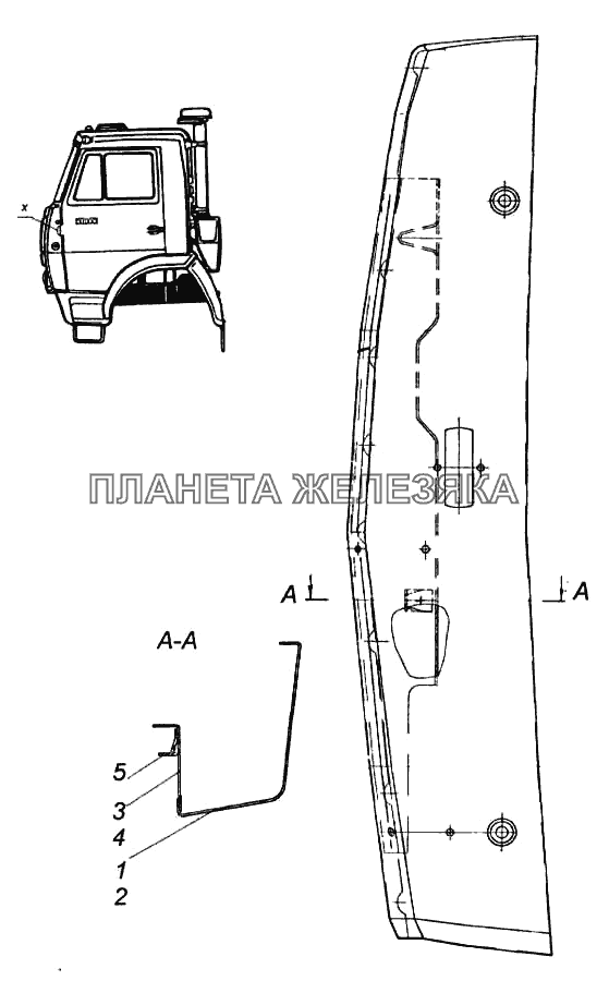 Панель передка съемная боковая КамАЗ-5460 (каталог 2005 г.)