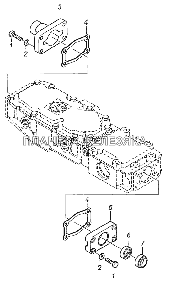 Установка боковых крышек механизма переключения передач КамАЗ-5460 (каталог 2005 г.)