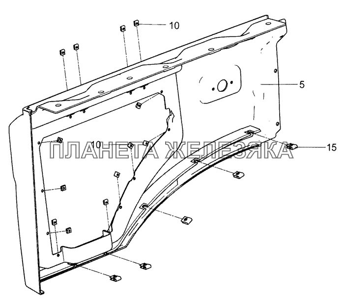 5490-8403033-10 Панель средней части переднего крыла левая КамАЗ-5490