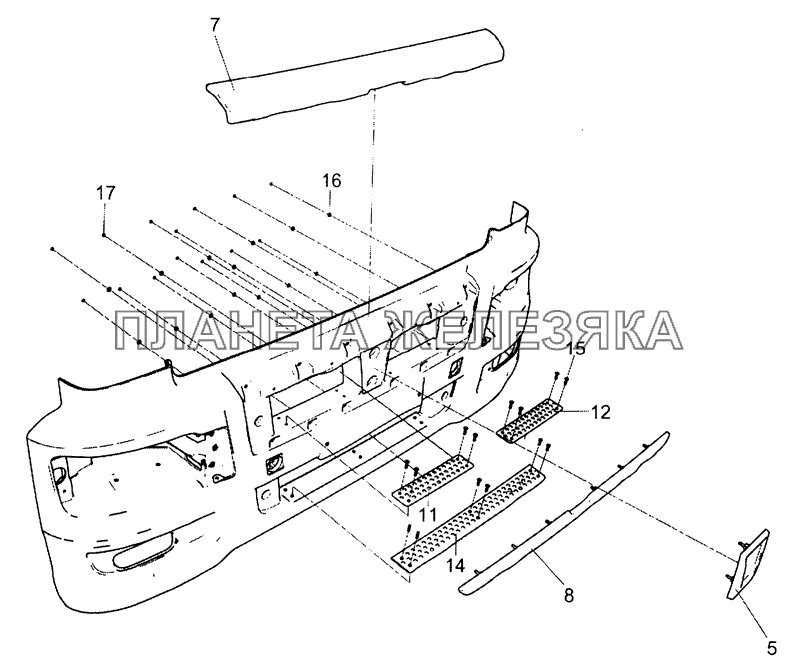 5490-8416014-10(2) Облицовка буфера с накладками КамАЗ-5490