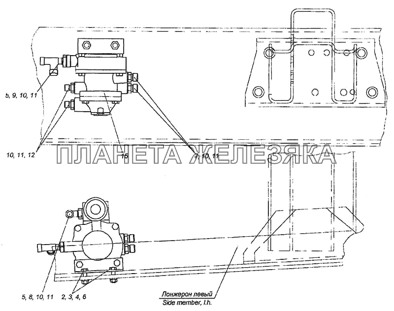 Установка клапана управления тормозами прицепа КамАЗ-6460