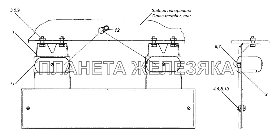 Установка фонарей освещения номерного знака КамАЗ-6460