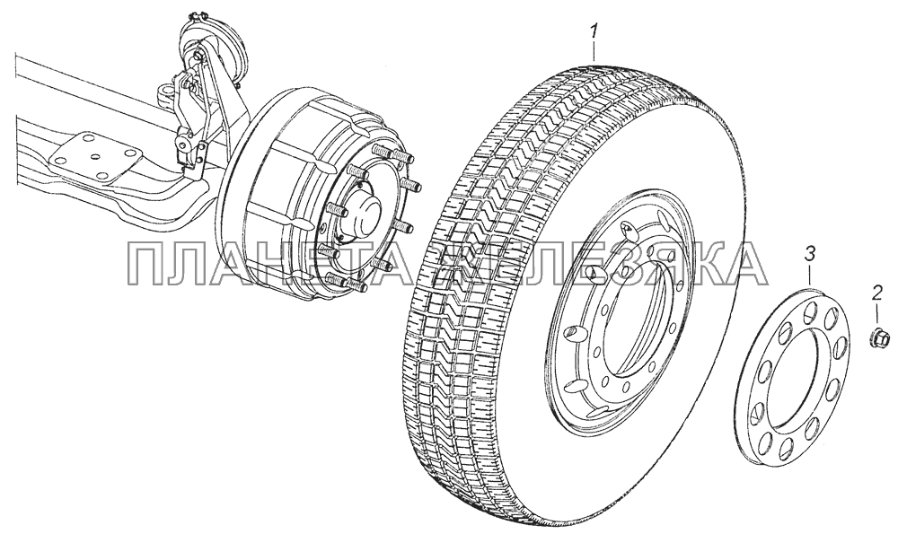 6460-3101002 Установка передних стальных колес КамАЗ-6460 (Евро 3, 4)