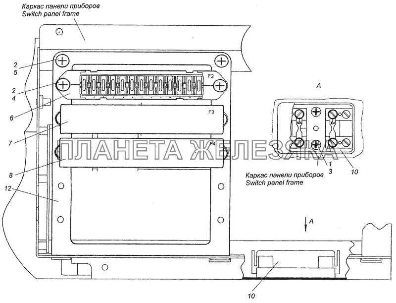 4308-3722001-30 Установка предохранителей КамАЗ-6460 (Евро 3, 4)