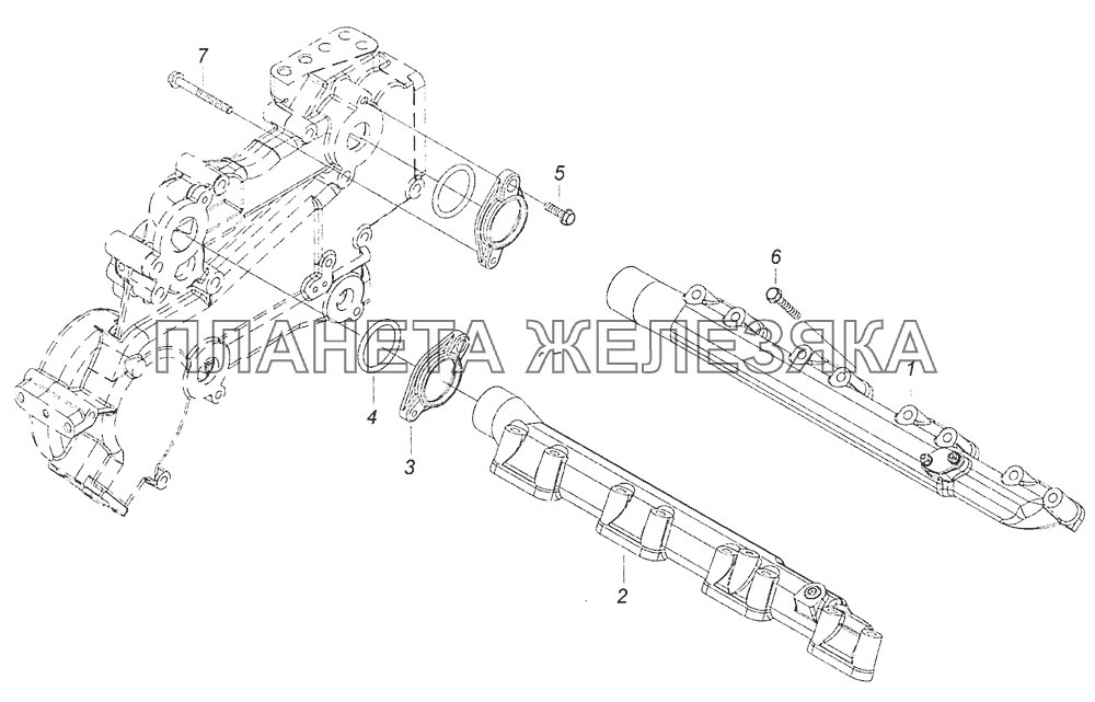 7406.1303002 Установка водяных труб КамАЗ-6460 (Евро 4)