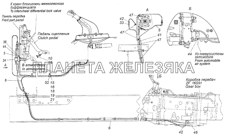 6460-1772005-04 Установка пневмопривода управлением переключения передач КамАЗ-6460 (Евро 4)