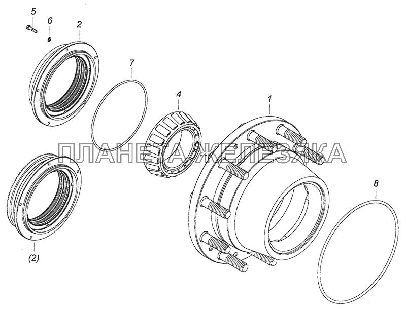 6520-3104009 Ступица заднего колеса с манжетами КамАЗ-6460 (Евро 4)