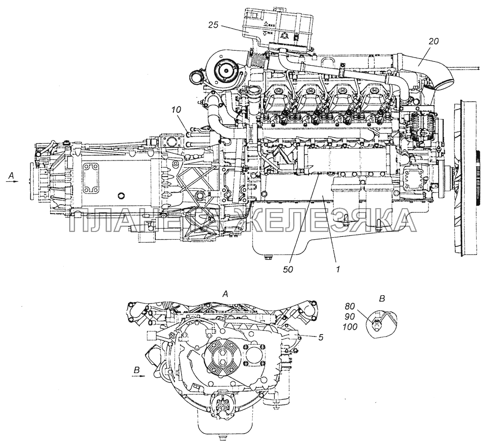 5460-1000264-24 Агрегат силовой 740.74-420, укомплектованный для установки на автомобиль КамАЗ-6460 (Евро 4)