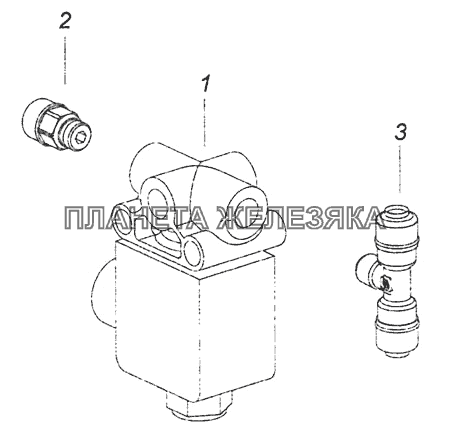 6520-3570010 Электромагнитный клапан с фитингами КамАЗ-6460 (Евро 4)