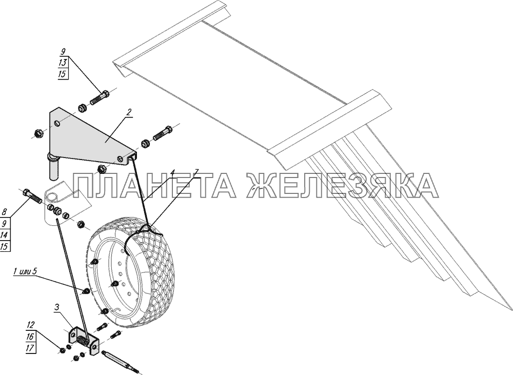 Установка запасного колеса КамАЗ-65111