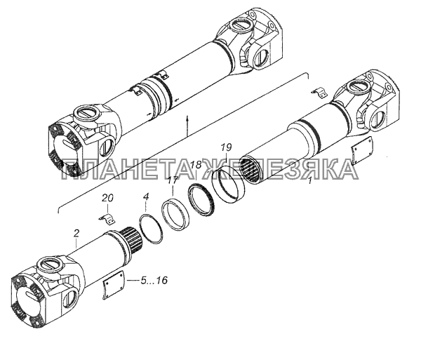 53205-2201011-10 Вал карданный заднего моста КамАЗ-65111 (Евро 4)