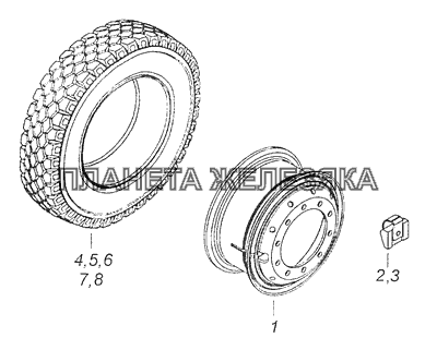 65115-3101011-50 Колесо 7,5-20 с шиной КамАЗ-65111 (Евро 4)