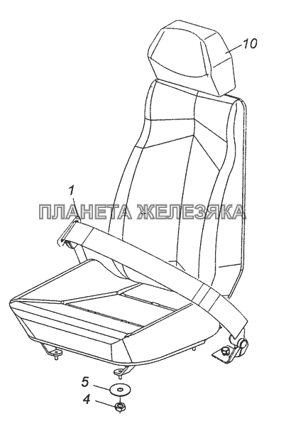 5460-5000123 Установка среднего сиденья КамАЗ-65111 (Евро 4)