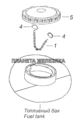 53215-1103001-20 Установка крышки топливного бака КамАЗ-65111 (Евро 4)