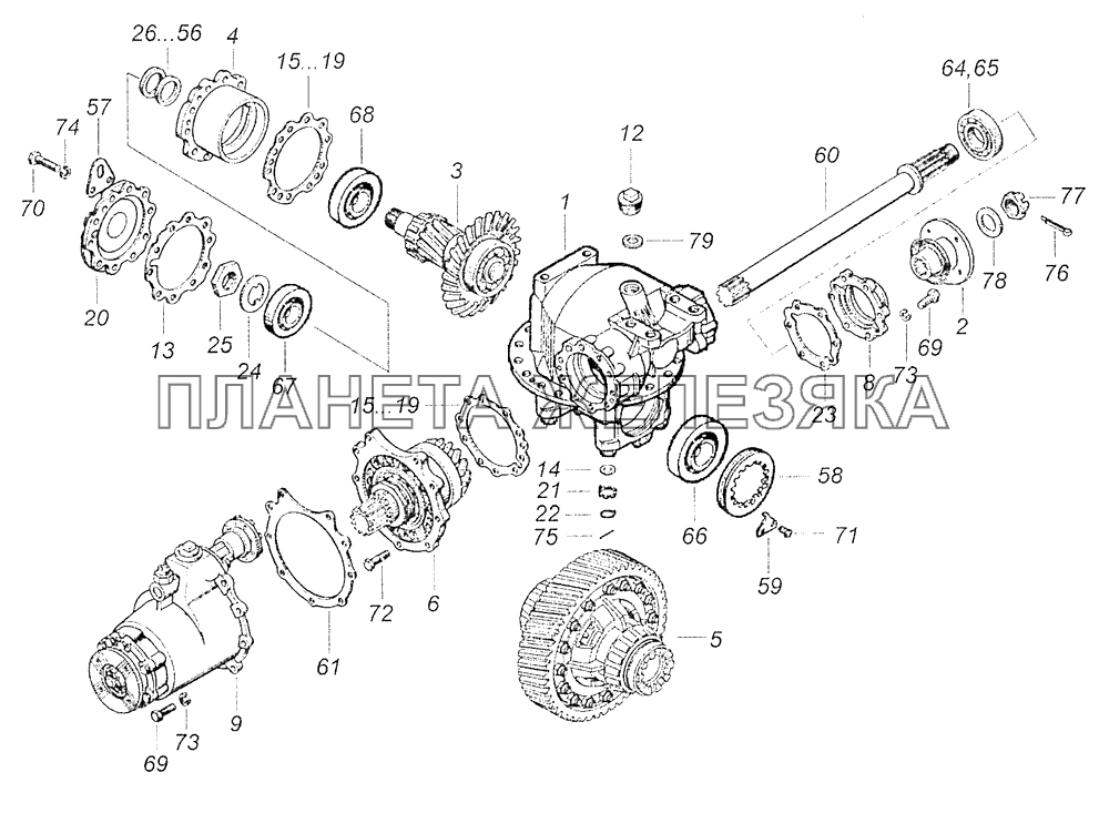 53205-2502011-10 Передача главная среднего моста КамАЗ-65115, 65116 (Евро-4)